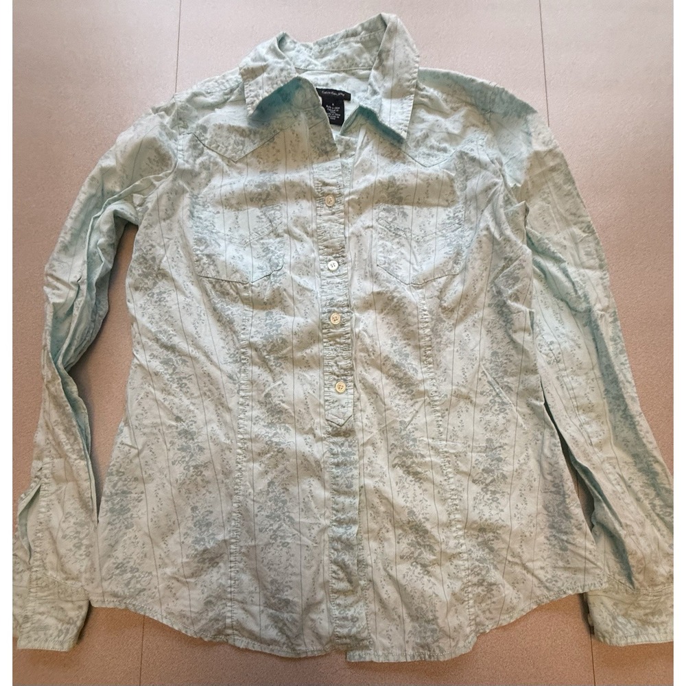 Calvin Klein Jeans Women's Long Sleeve Floral Blouse Button Up Shirt Size Medium